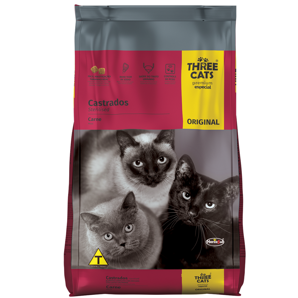 Ração Original Three Cats para Gatos Adultos Castrados